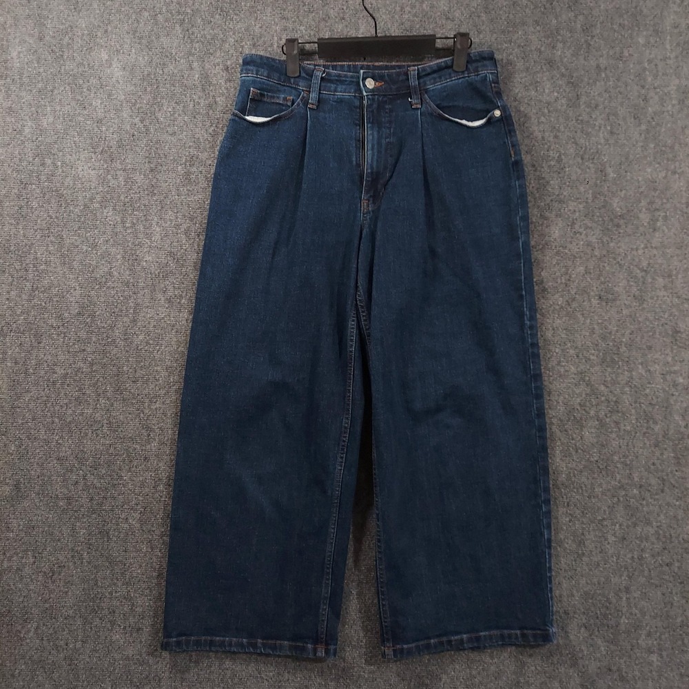 Banana Republic Wide Leg Crop Jeans Womens 29/8 Blue Dark Wash High Rise Y2K